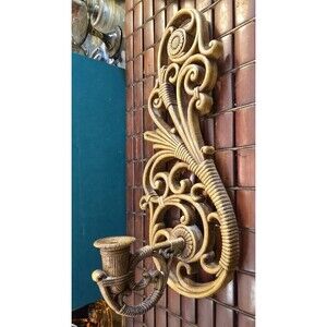 Vintage 1978 Ornate Wall Sconce Candle Holder Hollywood Regency DART Inc